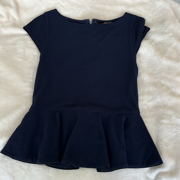 Alice + Olivia Navy Peplum Top Size Small - Picture 2 of 7
